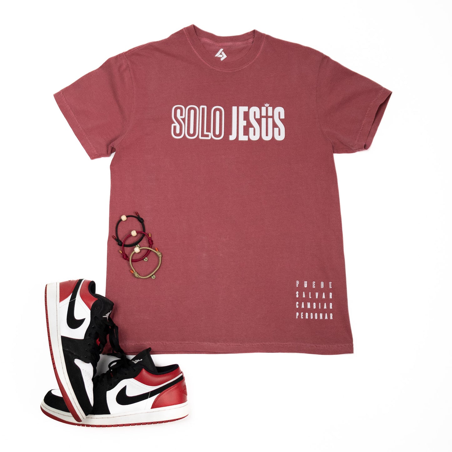 Camiseta Solo Jesús Color Rojo Wash